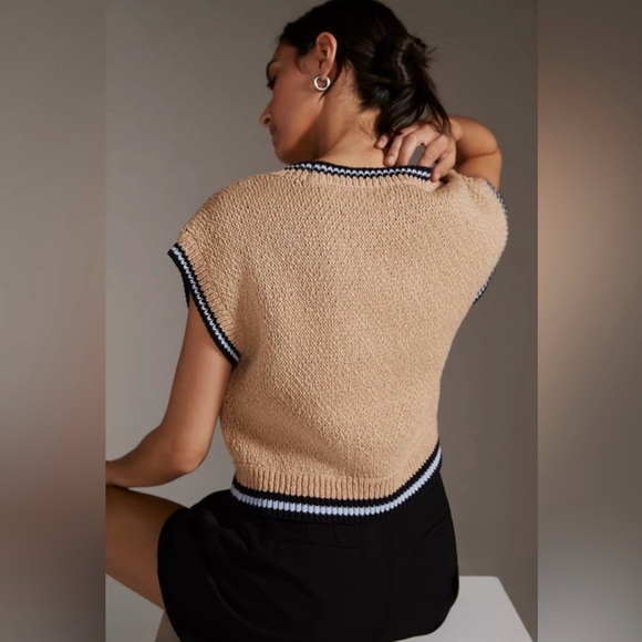 Maeve x Sarah Gordon Cropped Knit‎ Bumblebee Sweater Tank Women's Small Top - Picture 2 of 10